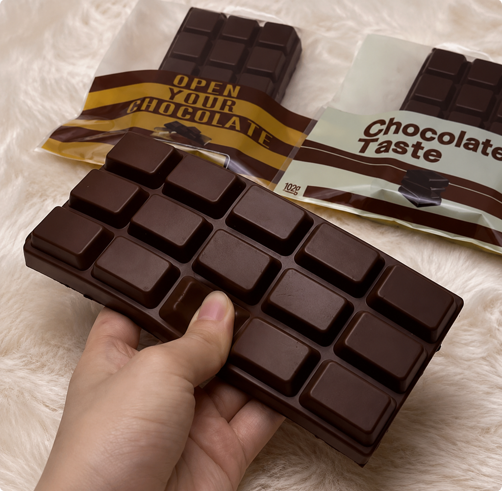 Squishy barra de chocolate con empaque decorativo