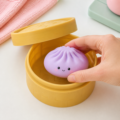 Ejemplo de un Mystery Squishy Dumpling dentro de su caja