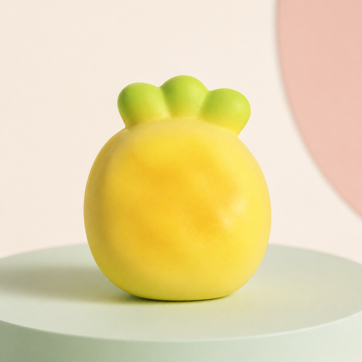 Squishy pina amarilla con hojas verdes en fotografia de estudio